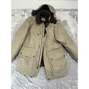 Pacific Trail Men's Beige Outdoor Wear Hooded Full Zip Long Sleeve Jacket Size L